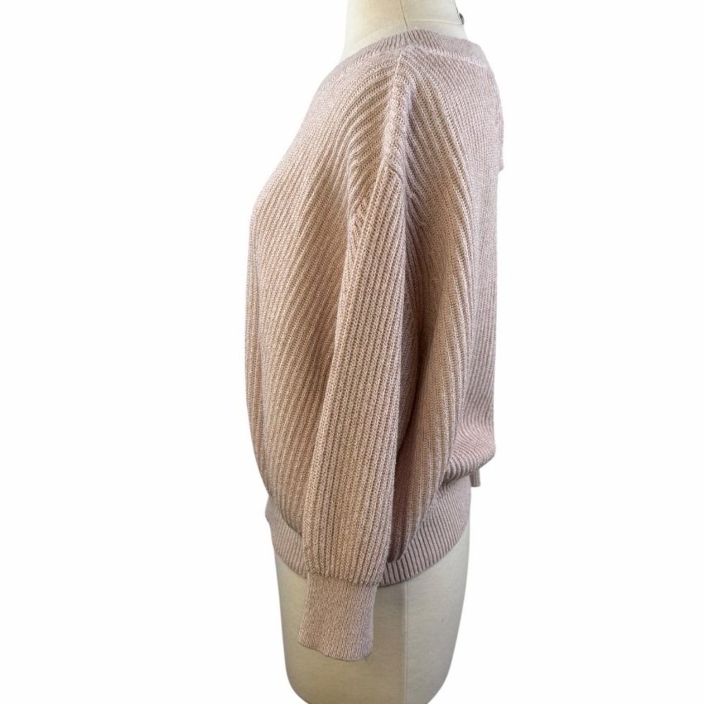 By Anthropologie Sweater Blush Crew Neck Large Knit Light Pink Gold - Picture 7 of 11